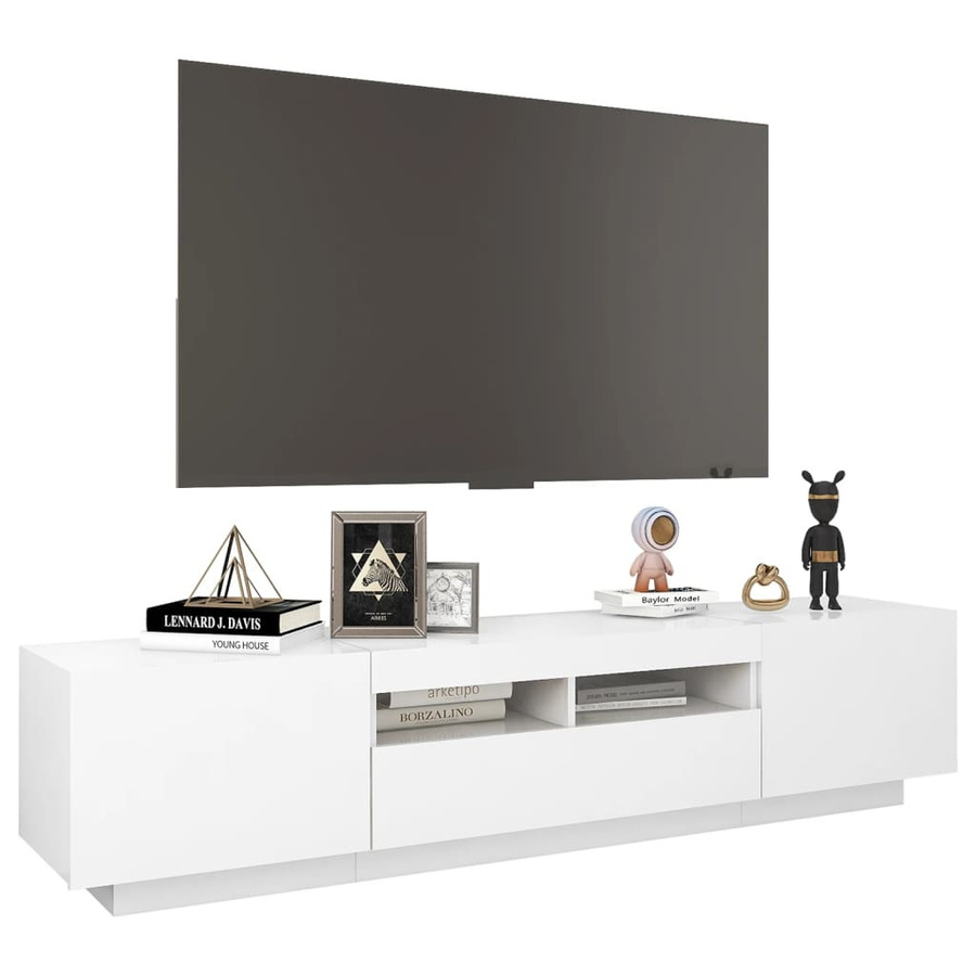 vidaXL TV-Schrank mit LED-Beleuchtung in Weiß, B/T/H: 180 x 35 x 40 cm - Bild 2