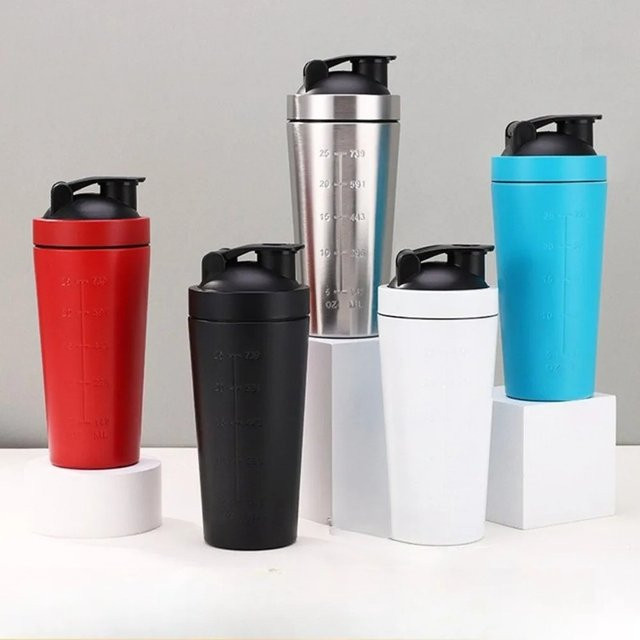 Kahla Premium Protein-Shaker-Becher aus Edelstahl mit Metall-Edelstahlkugel, Silber, 700 ml - Bild 1