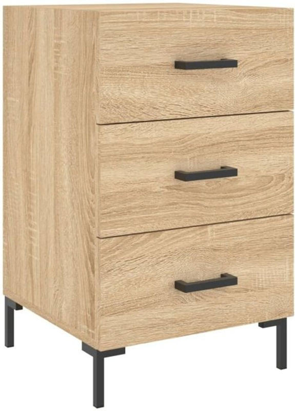 Moderner Nachttisch Vidaxl aus Holzwerkstoff und Metall in Eiche Natur Braun, B/T/H: 40 x 40 x 66 cm - Bild 1