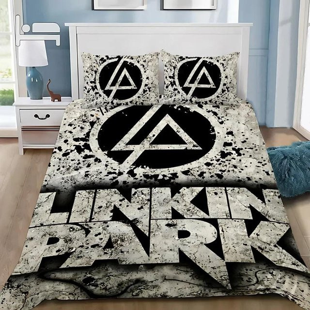 Bettwäsche Set Linkin Park von YglEight mit Bettbezug und Kissenbezug in Schwarz, B/H: 140 x 200 cm - Bild 1