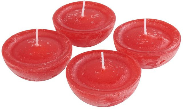 Wenzel Schwimmkerzen Rustic in Rubin Rot, 4er Set aus Wachs - Bild 1