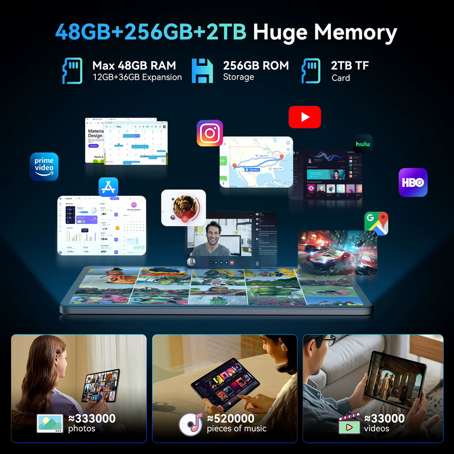 KINGRID T60 Android 16 Tablet-PC mit 12,2 Zoll 2,5K-Display, 24GB RAM, 256GB ROM, Octa-Core T7280 Prozessor, 10000mAh Akku und 4G LTE Dual SIM inklusive Tastatur-Maus-Hülle und PC-Modus - Bild 4