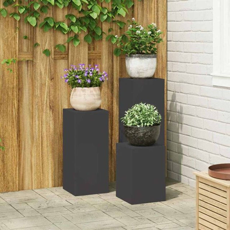 Vidaxl Pflanzenständer Set aus Stahl in Schwarz, 3 Stück, H x B x T: 75 x 24 x 24 cm - Bild 1