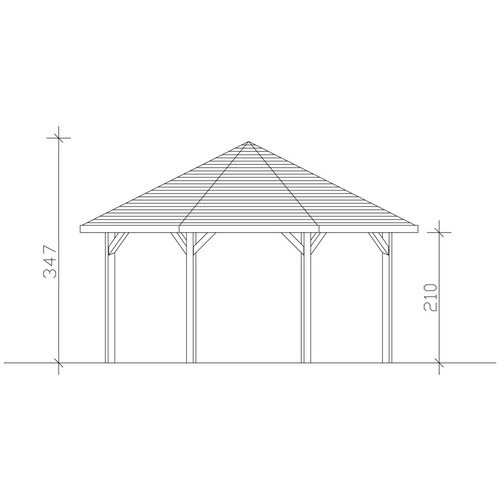 Skan Holz Pavillon Nice 3 aus Fichten-Leimholz mit Zeltdach in Schiefergrau, B/T/H: 557 x 557 x 347 cm - Bild 4