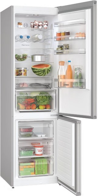 Bosch KGN397LDF Kühl-Gefrierkombination in Silver mit No-Frost, Zero Degree Zone und Türöffnungssignal, B/T/H: 60 x 66,5 x 203 cm - Bild 1