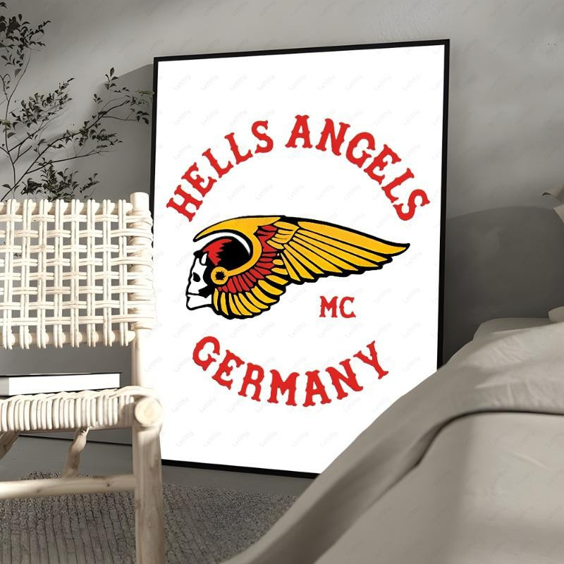 H-Hells A-Angels Moto Cool Skull Wandkunstdruck aus Leinwand, Breite: 60 cm, Höhe: 100 cm - Bild 4