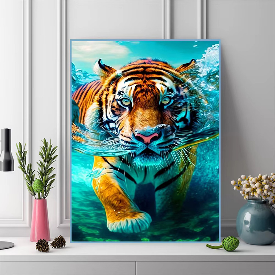 EverShine Diamant-Stickerei Tiger DIY-Heimdekoration mit quadratischen Steinen, Mehrfarbig, Breite: 30,0 cm, Höhe: 20,0 cm - Bild 3