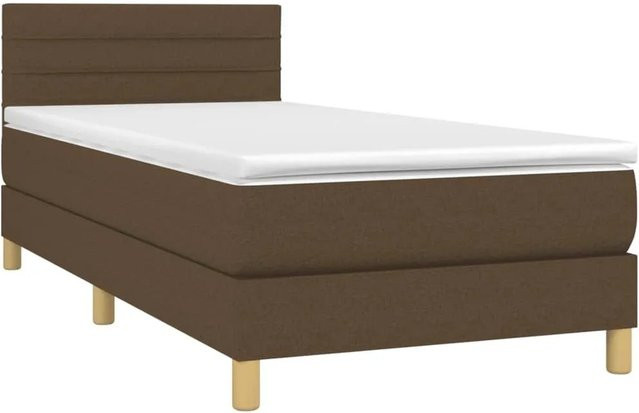 vidaXL Boxspringbett mit Matratze und LED in Dunkelbraun, Hybridbett mit USB-Ladeport und Unterbettbeleuchtung, B/T/H: 90 x 190 x 78 cm - Bild 1