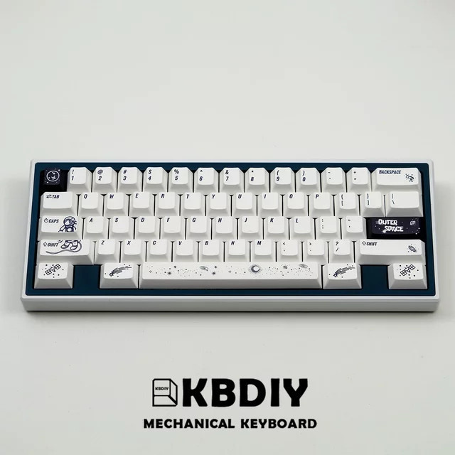 KBDiy Tastenkappen-Set Japanischer Weltraum im Cherry-Profil für mechanische Gaming-Tastaturen, PBT Material für MX-Schalter, ISO, Farbe: Weiß, 143 Tasten - Bild 1
