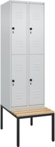 C+P Doppelstock-Spind Classic PLUS Sitzbank mit 2 Abteilen, Buche-Hartholz und Sicherheits-Drehriegel, B/T/H: 212,0 x 60,0 x 81,5 cm - Bild 1
