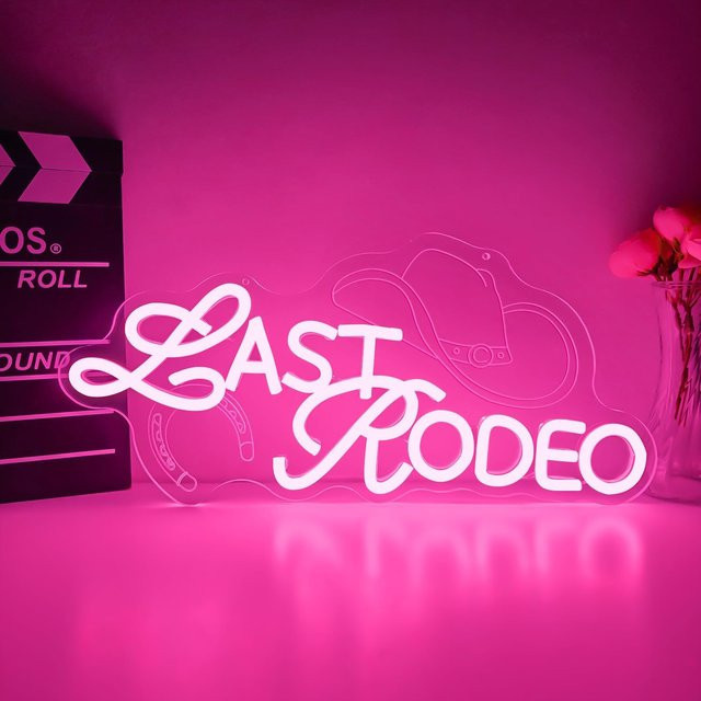 Last Rodeo Neon-Schild Pink Western LED Wanddekoration dimmbar - Bild 1