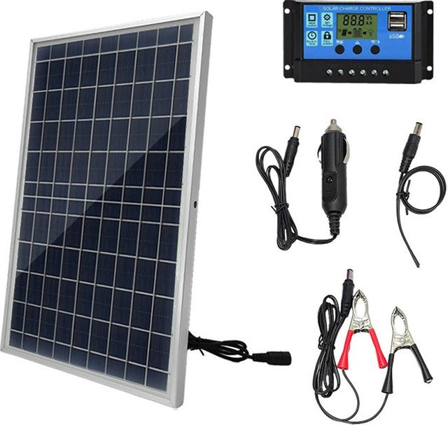 Aneng 10W Polysilizium-Solarpanel-Set mit Solar-Laderegler in Blau für Campingreisen - Bild 1