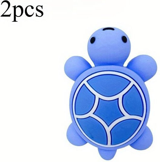 2 Stück 3D Cartoon Schildkröte Schuhanhänger, Silikon, Blau - Bild 1