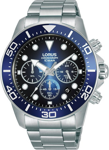 Lorus Chronograph, Quarz, Edelstahl, Blau, 43 mm, Herren - Bild 1