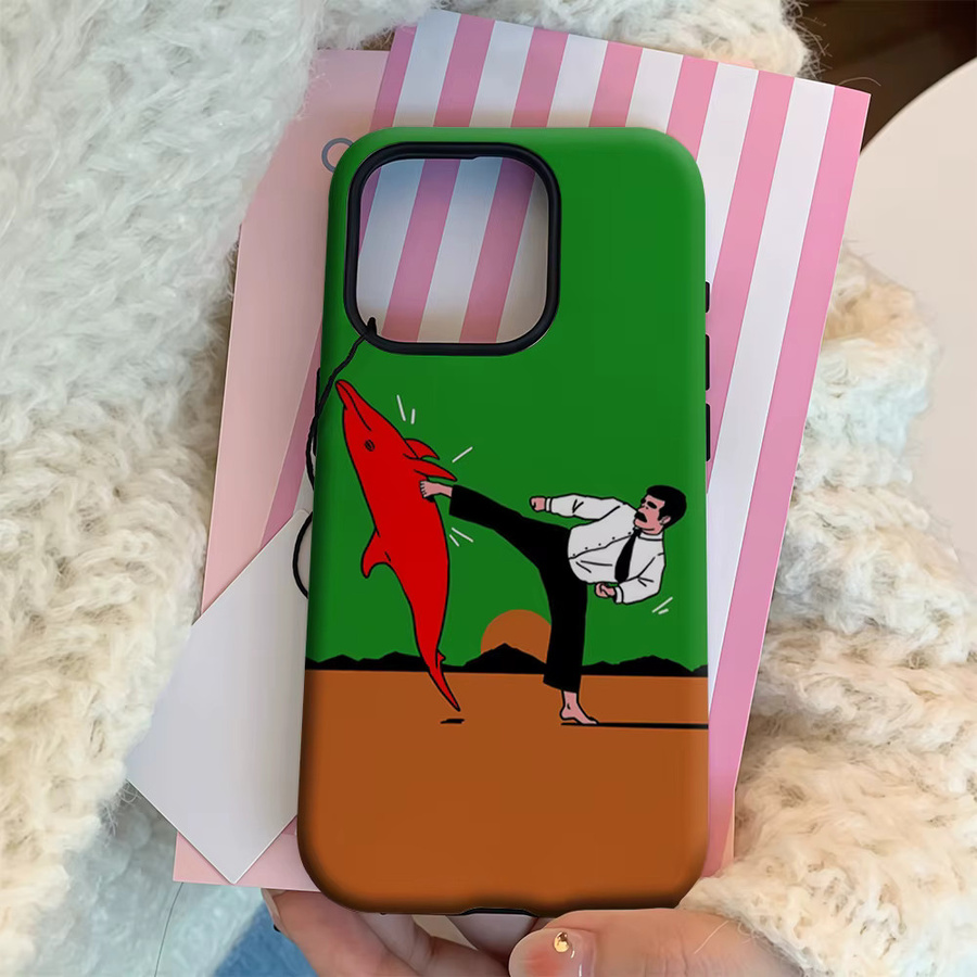 Potdemiel Handyhülle Surreal Karate Dolphin Kick für iPhone 17 16 15 14 13 12 Pro Max Plus mit doppelschichtiger Rückseite - Bild 4