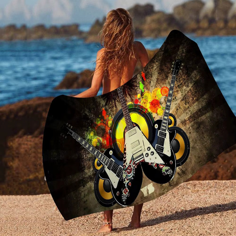 Fender Retro Musik Mikrofaser Strandtuch, super saugfähiges Poolhandtuch in Multicolour - Bild 5