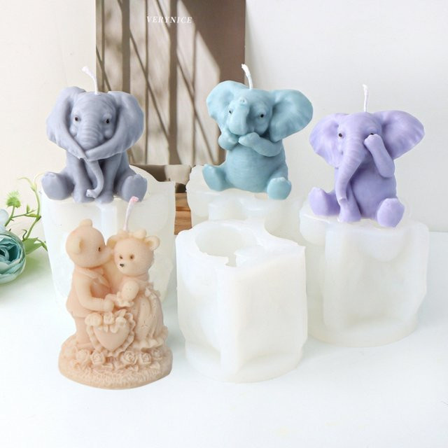 Silikonform für DIY Kerzen und Seifen mit niedlichen Tierdesigns wie Baby Elefant und Bär zur Herstellung von Harz-Statuen und Wohnkultur-Dekorationen - Bild 1