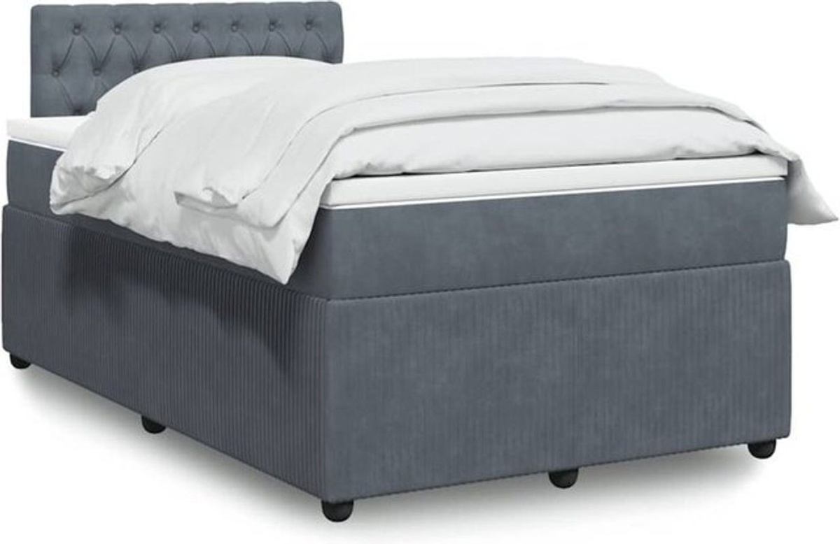 vidaxl Boxspringbett mit Matratze aus Samt in Dunkelgrau, B/T: 120 x 200 cm - Bild 1