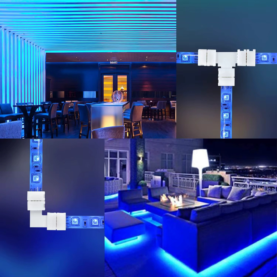 AOKIN 10er Set LED-Streifen Verbindungsklemmen in I/L/T/Kreuzform, 4-polig, weiß, lötfreier Anschluss für RGB-LED-Streifen mit 10 mm Breite - Bild 3