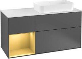 V&B Waschtischunterschrank Finion in Anthrazit mit linkem Regal, Breite: 120 cm, Tiefe: 50,1 cm, Höhe: 50,1 cm - Bild 1