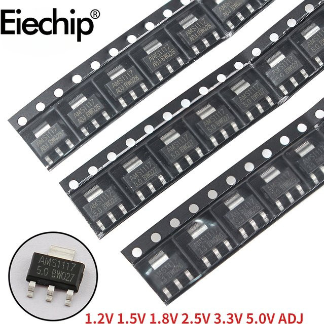 Spannungsregler-Sortiment Set mit 100 Stück: 30x TO-252 (78-05-15 V) und 70x SOT-223 (AMS1117 1,2 V-5 V) in Schwarz für zuverlässige Leistungsregelung - Bild 1