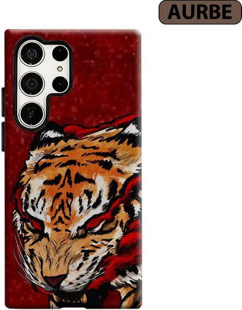 Aurbe Handyhülle für Samsung Galaxy S26 S25 S24 S23 Ultra Plus mit HD Hard Red Tiger Fury Doppelschicht-Schutz in Rot - Bild 1