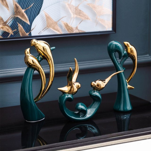 Nordic Keramik Paar Vögel Statuen Moderne Kunst Skulptur als Dekoration für dein Wohnzimmer oder den Eingangsbereich von ACRDDK - Bild 1
