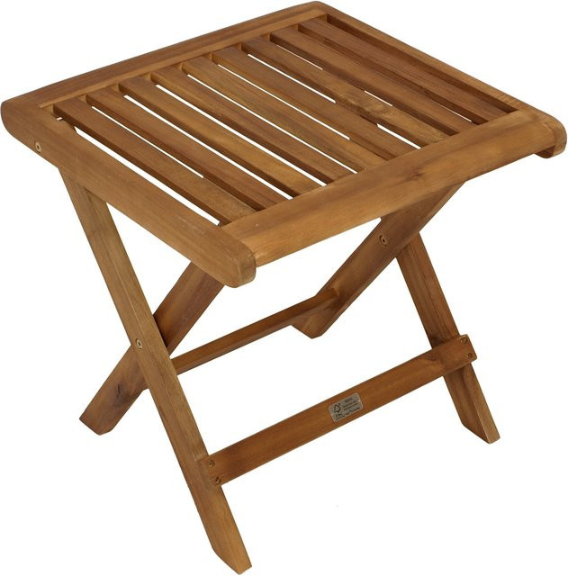 Klapphocker aus geölter Akazie von DEGAMO in Braun, B/T: 45 x 45 cm - Bild 1