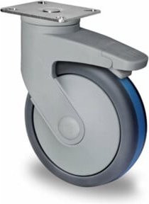 CASCOO Lenkrolle Serie CARA P2Q2 mit Totalfeststeller und Kugellager, Durchmesser: 100 mm, Farbe: Grau/Blau - Bild 1