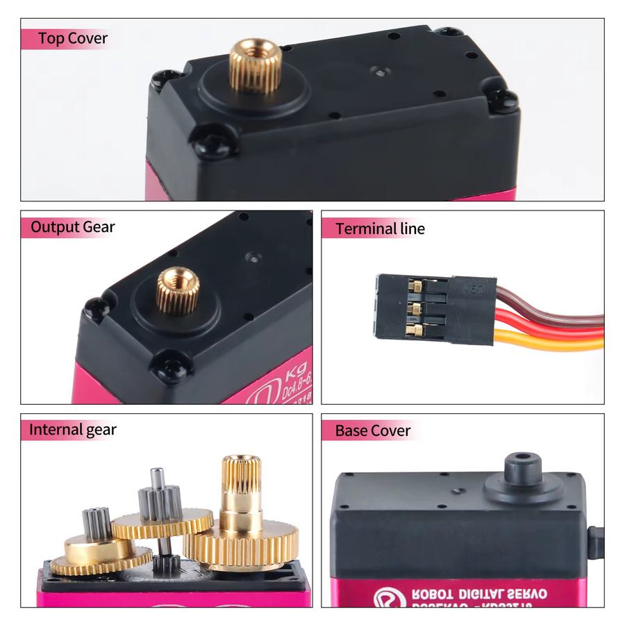 RCmall 4er Set RDS3218 Digital Servo mit Dual Shaft, 20kg Drehmoment, Vollmetallgetriebe und U-Montagehalterung, Schwarz - Bild 4