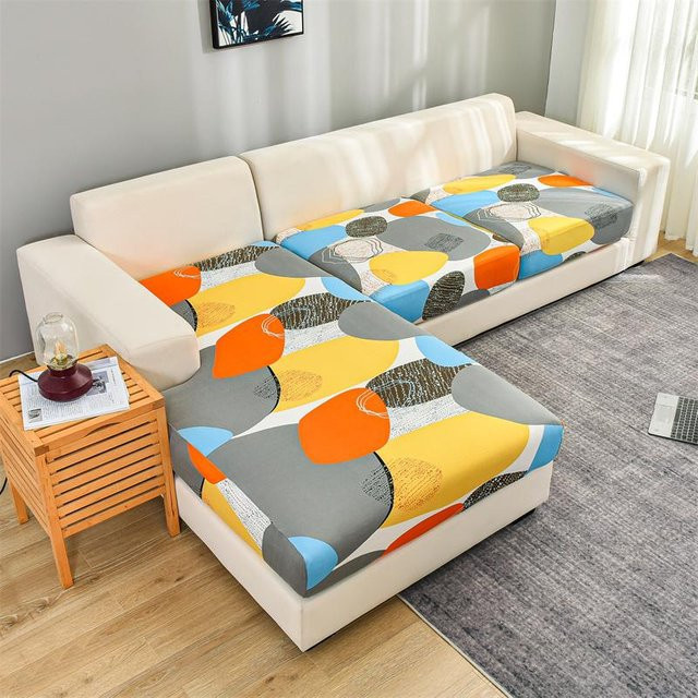 Elastischer Sofasitzkissenbezug von Yiran bag mit floralem Muster in Multicolour, abnehmbar und rutschfest - Bild 1