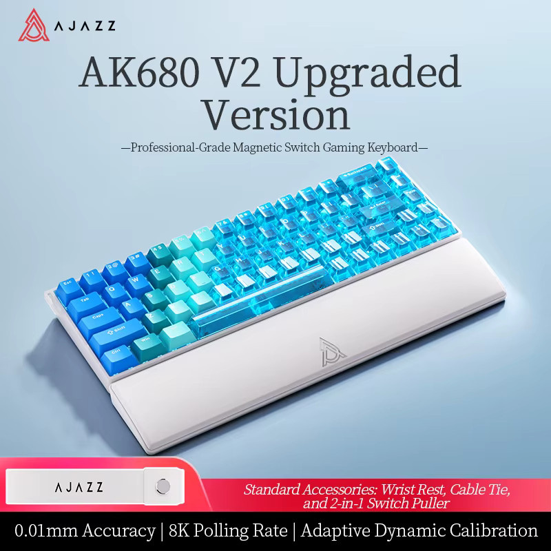 Ajazz AK680 V2 Hall-Effect Magnetische Schalter-Tastatur mit RGB-Beleuchtung und kompaktem 68-Tasten-Layout in Blau - Bild 7