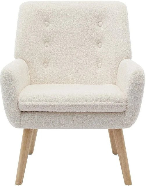 Vente-unique Sessel Serino mit gerader Rückenlehne in Weiß aus Bouclé-Stoff, Breite: 65 cm - Bild 1