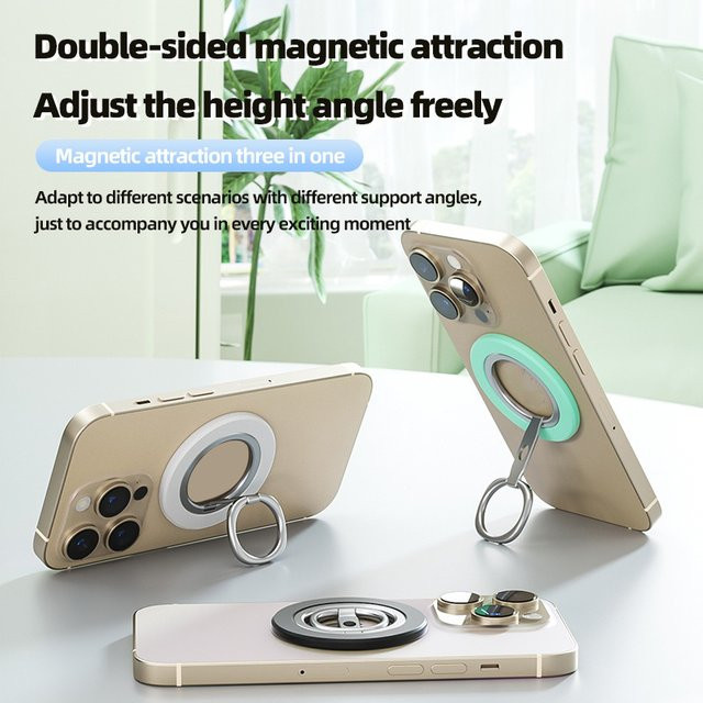 WSSHE Magnetischer Telefonständer mit 360 Grad Rotation und Fingerring-Unterstützung für MagSafe, Gelb - Bild 1