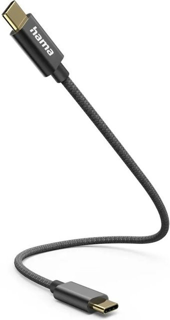 Hama USB-C auf USB-C Ladekabel in Schwarz mit 0,2 m Länge aus Nylon - Bild 1