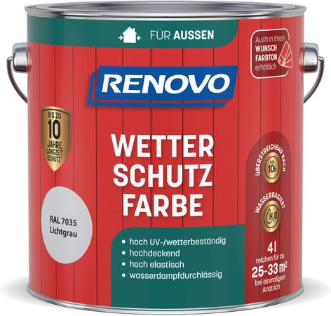 RENOVO Wetterschutzfarbe in Lichtgrau, 4,0 l - Bild 1