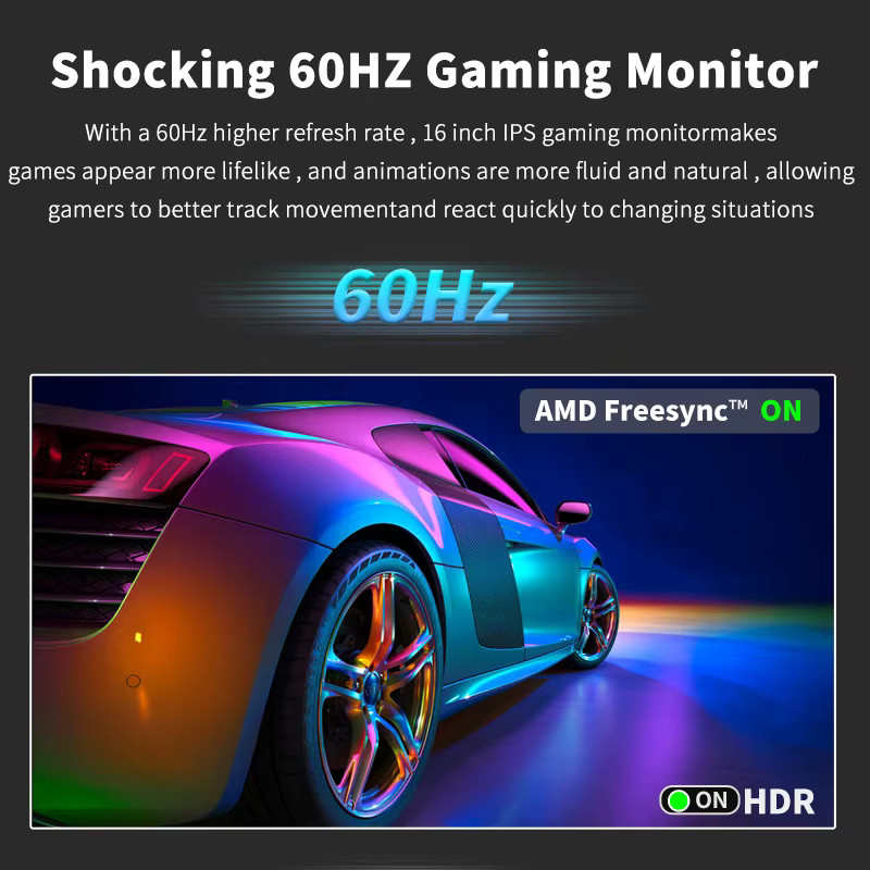 HGFRTEE 16 Zoll Touch-Monitor mit 16:10 Format, 100 % sRGB und 350 cd/m2, tragbarer Zweitbildschirm für Laptop in Schwarz, kompatibel mit USB-C und HDMI, inklusive Halterständer - Bild 2
