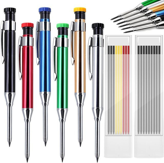 MROOFUL Professioneller Metall-Bleistift mit 2,8mm Graphit-Minen für Holzarbeiten und technische Zeichnungen - Bild 1