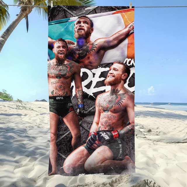 Dalangpa Sport Handtuch Champion Conor McGregor Motiv, schnelltrocknend aus Mikrofaser, Weiß/Mehrfarbig, B: 90 cm, H: 180 cm - Bild 1