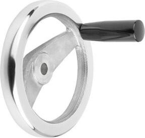 KIPP Speichenhandrad aus Aluminium und Duroplast mit Griff, Durchmesser: 200 mm, Farbe: Silber/Schwarz - Bild 1