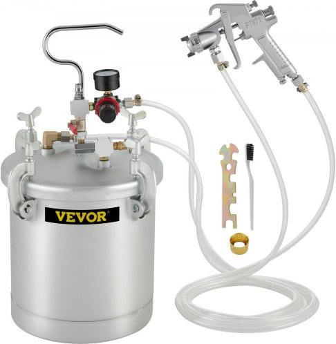 VEVOR Druck-Farbspritzsystem mit 10 L Behälter und Spritzpistole in Silber für Lacke und Wasserfarben - Bild 1