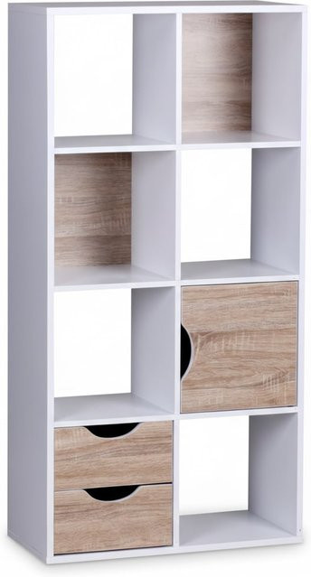 KADIMA DESIGN Bücherregal in Braun und Weiß mit 8 Fächern, modernes Design, B/H/T: 120 x 120 x 29 cm - Bild 1