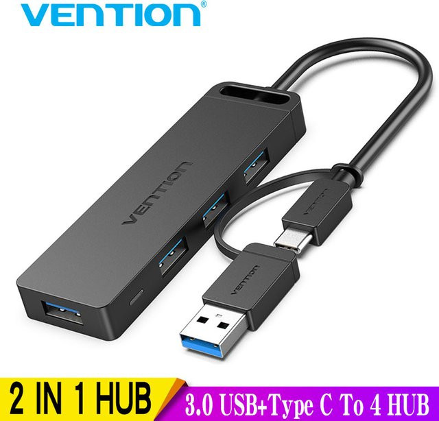 Vention USB-C-Hub 3.1 Multi-USB Adapter mit USB-A und Micro-USB Ladeanschluss in Schwarz - Bild 1