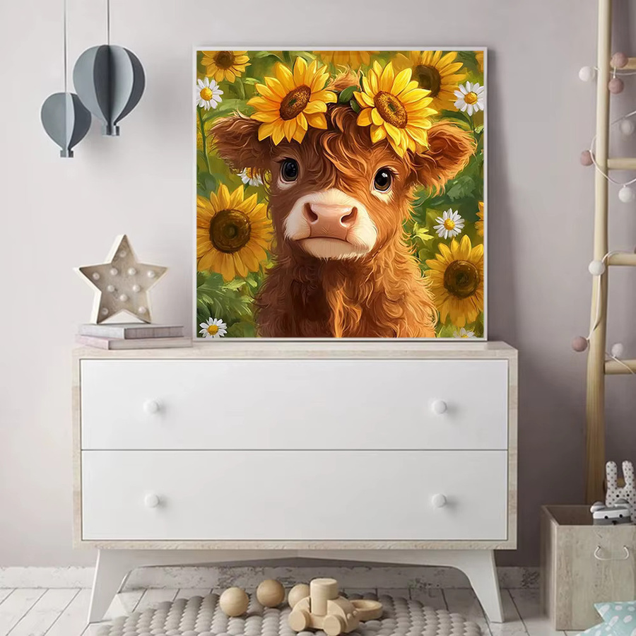 EverShine Diamond Painting Set Kuh mit Blumen, Acryl-Mosaik-Bastelset für die Heimdekoration, Multicolor, B/H: 20 x 20 cm - Bild 3