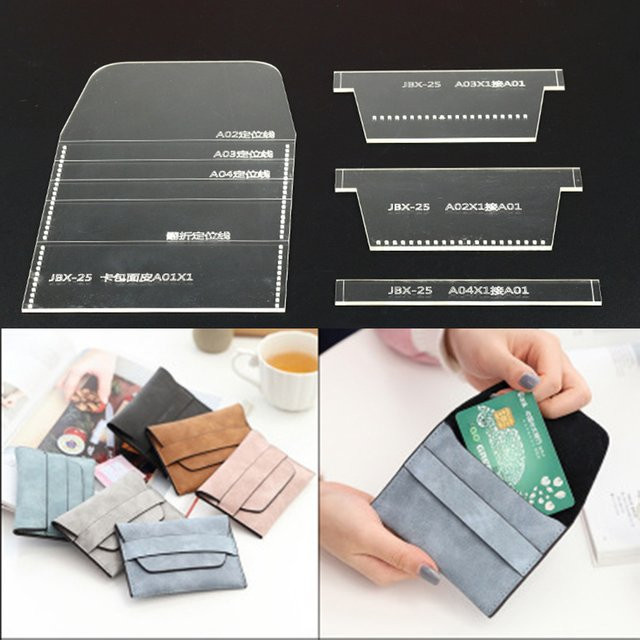 YOMDID Acryl Leder-Schablone für DIY Geldbörsen und Kartentaschen, transparent - Bild 1