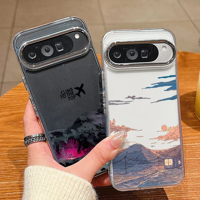 Transparente Handyhülle mit Berglandschaft-Muster für Google Pixel 10, 9 Pro XL, 9 Pro, 8, 7 Pro, 9A, 8A, 7A aus galvanisiertem TPU - Bild 1