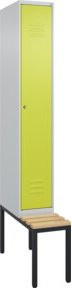 C+P Spind Classic PLUS Garderobenschrank mit Sitzbank, 1 Abteil, Lichtgrau, B/T/H: 212,0 x 30,0 x 81,5 cm - Bild 1