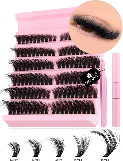 Veltrinay Wimpern-Cluster-Set, 10–18 mm, Unisex - Bild 1