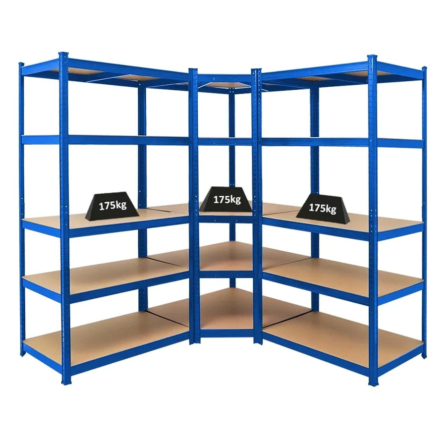 PROREGAL Regalset Taurus bestehend aus 1x Eckregal und 2x Schwerlastregal in Blau, H x B x T: 180 x 180 x 60 cm, Fachlast 175 kg, ideal für Keller, Werkstatt und Garage - Bild 2