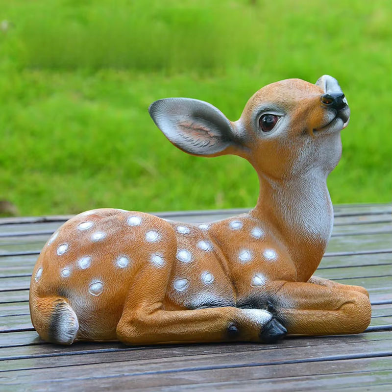 Qiilu Hirsch Statue Set aus 2 Stück als Kunsthandwerk Skulptur für die Garten Dekoration und als Tischornament - Bild 5
